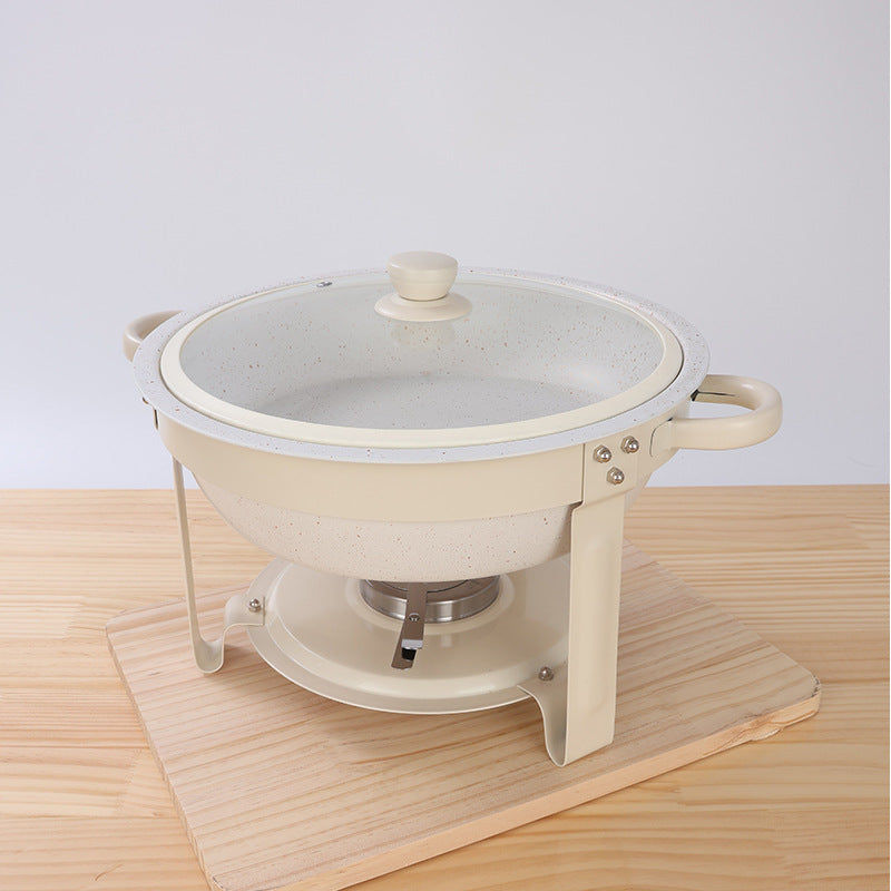 Stainless steel gold-plated mini buffet warmer set - hotel-grade alcohol-fired food warmer - cross-border supply