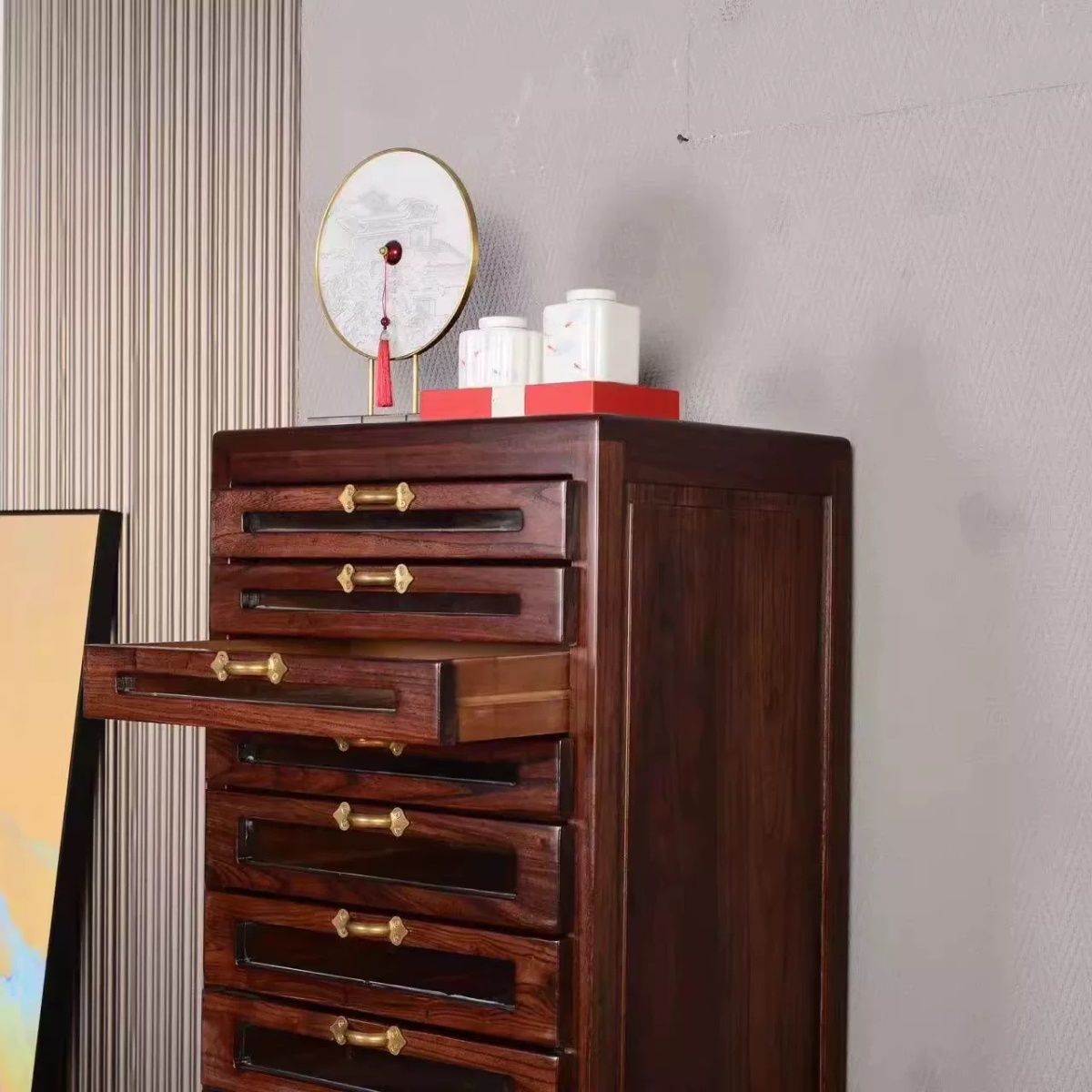 Black walnut solid wood antique storage box jewelry box locker storage cabinet tea set tea cake dental cabinet