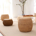 Rattan chinoiserie solid wood straw makeup low drum stool for home living room coffee table shoe changing stool guzheng piano board tall round stool