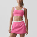 new arrivalfake two-piececontrast color white striped suspender running sports intimates bra tennis skirt yoga suit