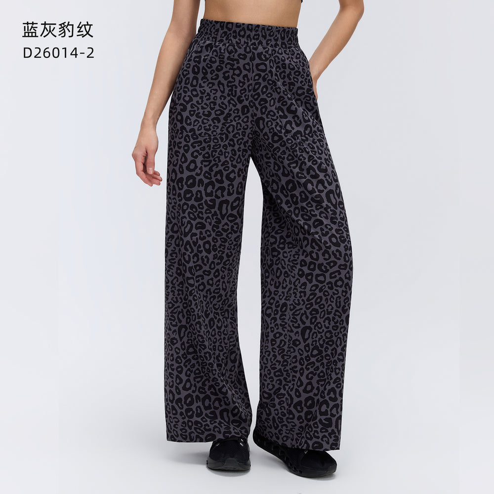 Spring/summer lightweight breathable straight-leg sports pants - women's drawstring loose fit, hip-concealing, slimming, casual wide-leg trousers d26014