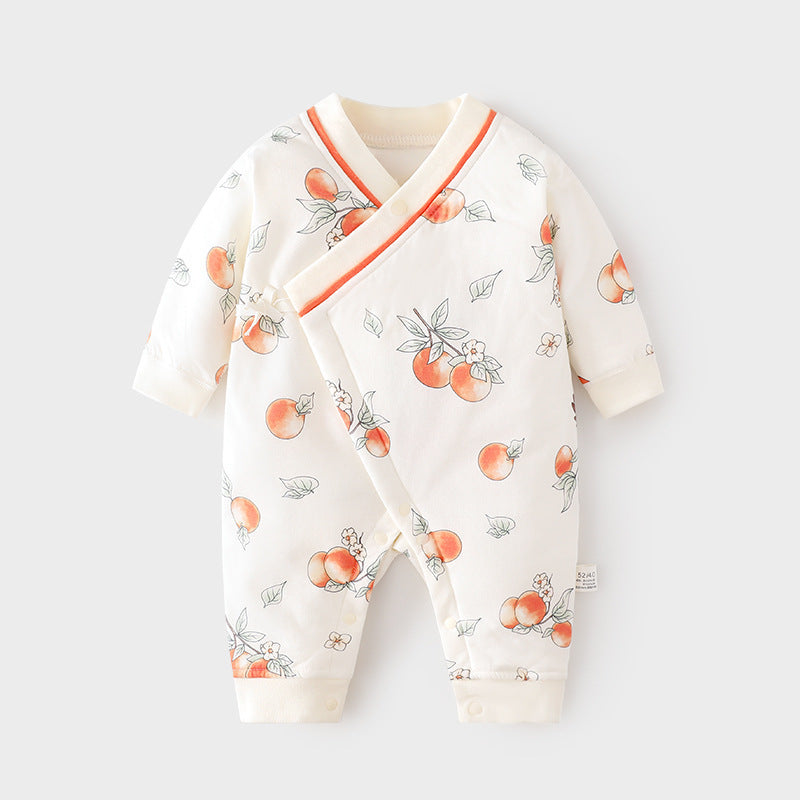 Babibele quilted jumpsuit thin cotton boneless khaki fall and winterpure cotton newborn 40g butterfly suit baby crawling suit