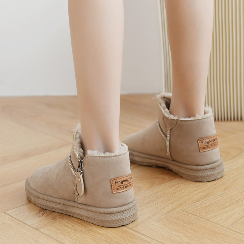 Snow boots women's short tube 2025 new boots women's plush thickened Korean version warm and non-slip short plush cotton shoes tide