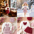 girls' chanel-inspired outfit: autumn/winter puff sleeve knit top, tweed skirt, and beret three-piece set