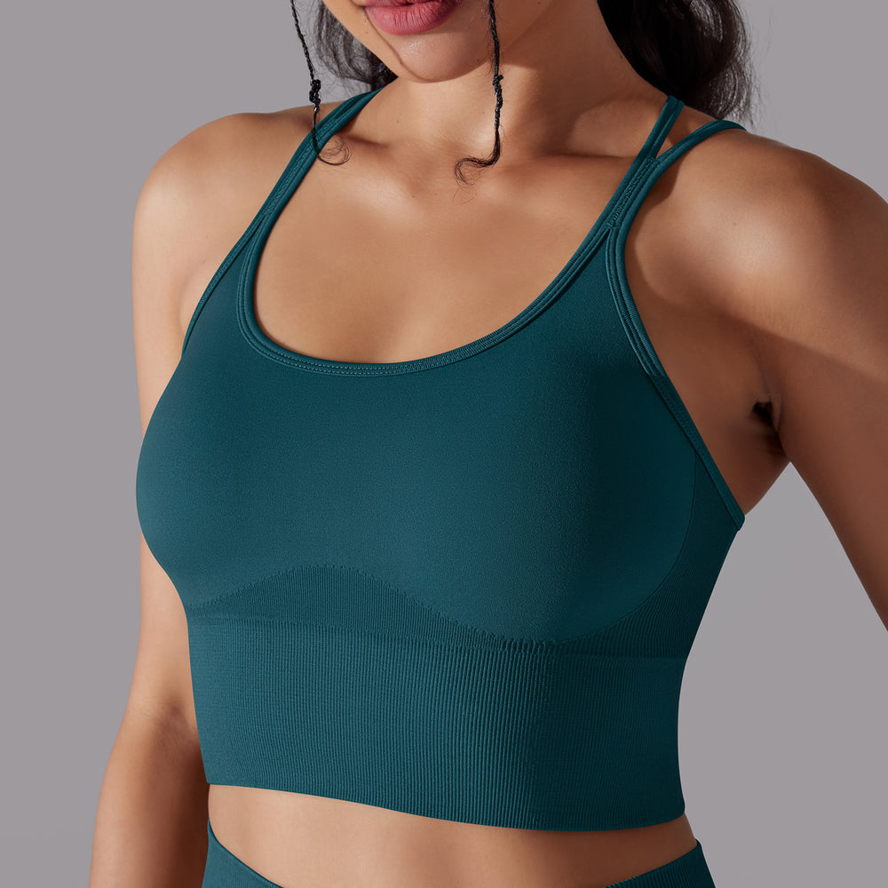 fashionpure color cross-back sports intimates tight bubble wrap high-strength yoga fitness bra bra for women