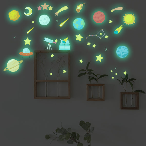 HP-YG033 Cross-border luminous stars moon stickers children's room bedroom luminous decorative stickers fluorescent self-adhesive stickers