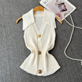 Xiaoxiangfeng knitting vest for women summer thin stylesenseniche stylepolo collar slimming lookshort chichaltertops