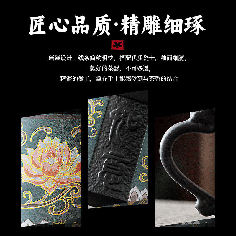 High-end zisha tea set - premium business gift, kung fu tea ceremony gift box, complete teapot and teacup set, light luxury style
