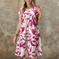 Women's geometric print short sleeve crew neck casual mini dress - spring/summer collection