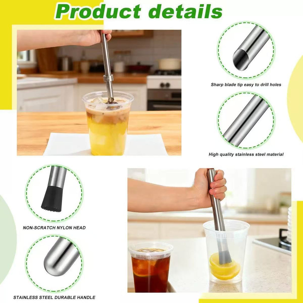 new product straw hole punch and stirrer suitable for lemonade plastic lid cup squeeze lemon supplies