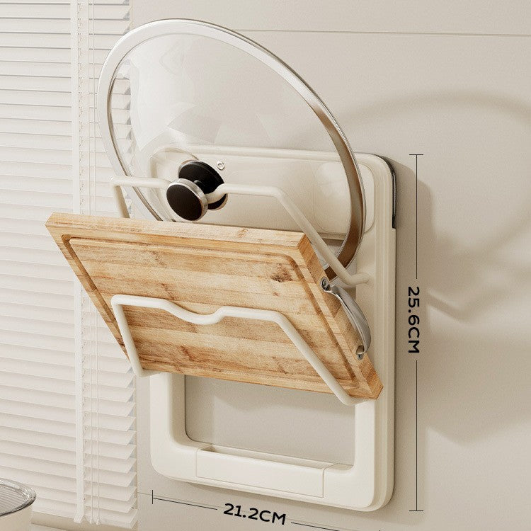 Suction cup non-punching lid rack kitchen wall pendant with water tray drain space aluminum cutting board cutting board rack