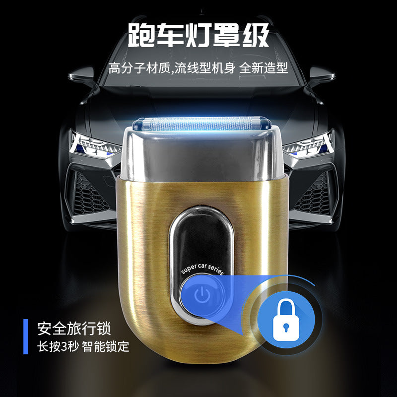 Men's electric shaver - digital display, mini reciprocating, magnetic attachment, triple blade head, portable alloy razor - cross-border wholesale