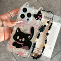 Cute and practical slim-fit black cat phone case for apple 15, new cat ear protective cover for iphone 16 pro max