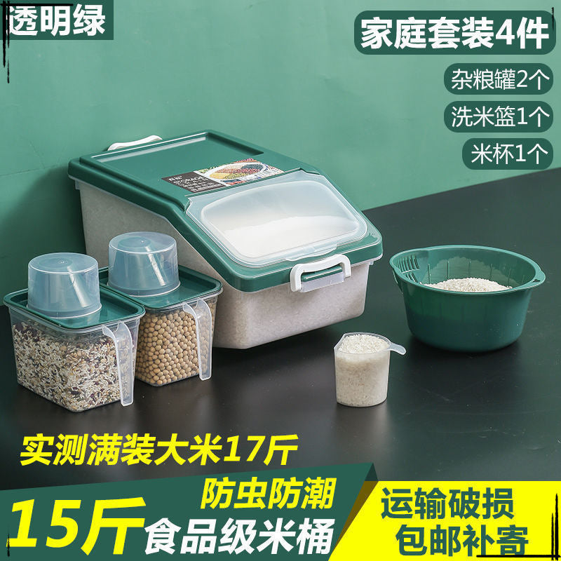 25Kg Multifunctional Rice Tank Household Rice Bucket Rice Storage Tank Rice Box Kitchen Flour Box 10kg Insect-proof and moisture-proof storage bucket