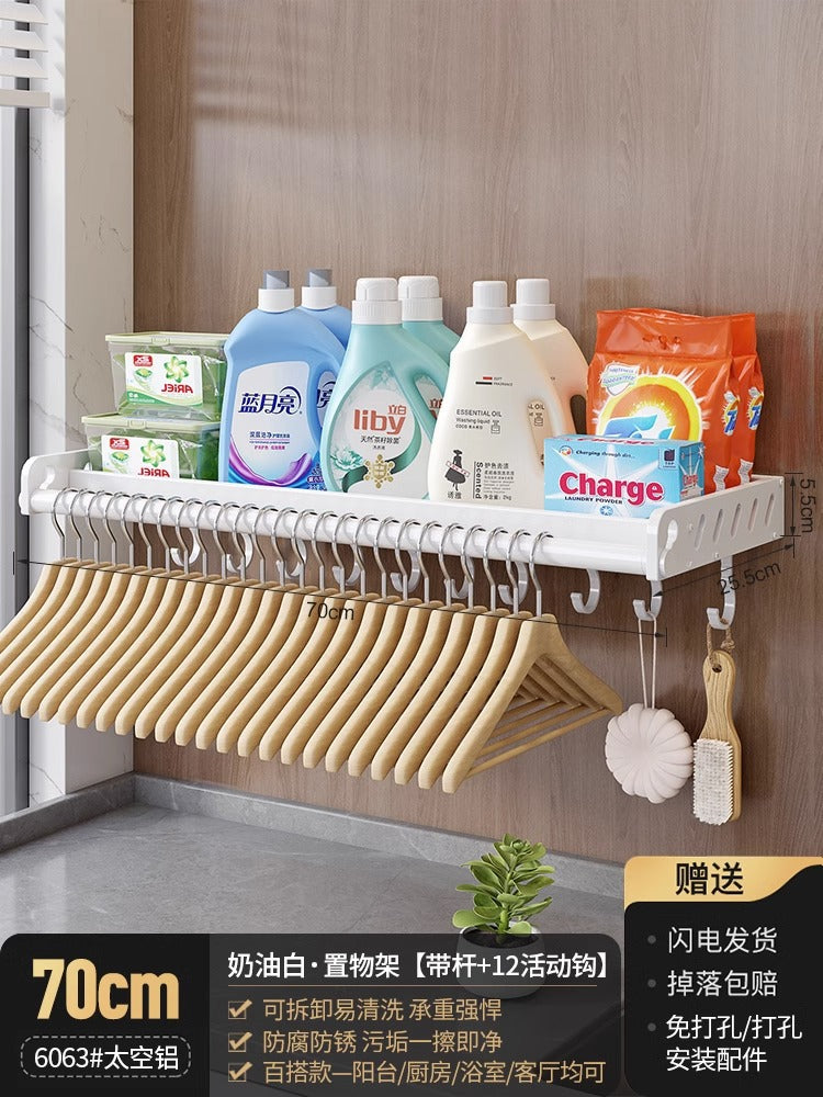 White balcony, washing machine rack above the laundry pool, no punching, wall hanging, living room, bedroom, flower storage shelf