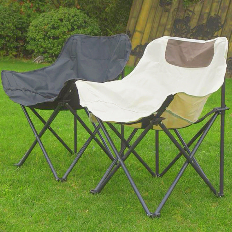 2025 Outside Folding Chair Camping Metal Modern Simple Fishing Stool Backrest Chair Portable Comfortable Moon Chair Wholesale