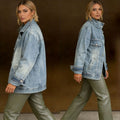 new european and american style cross-border  denim jacket - irregular single pocket design women's oversized top