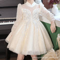 Girls' formal dress - birthday, spring/autumn, long sleeve - cross-border fashion, european & american style, elegant children's princess dress, long sleeve high-end piano performance dress