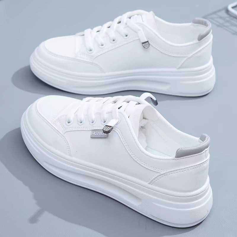Simple and versatile white sneakers for women, new for summer 2025. white athletic casual sneakers, perfect for spring and autumn