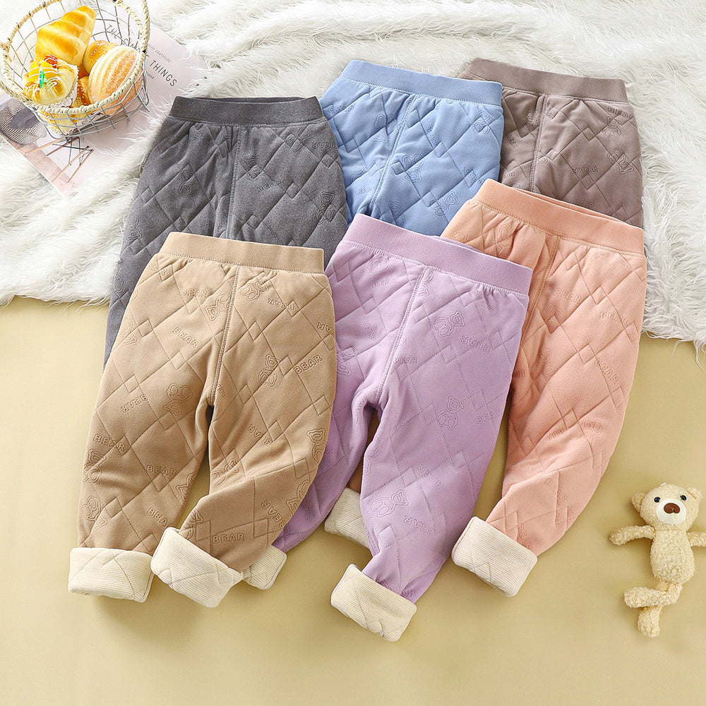 School uniform essential: autumn/winter kids' cotton pants - boys' warm & cold-proof trousers, three-layer fleece-lined & extra thick girls' leggings