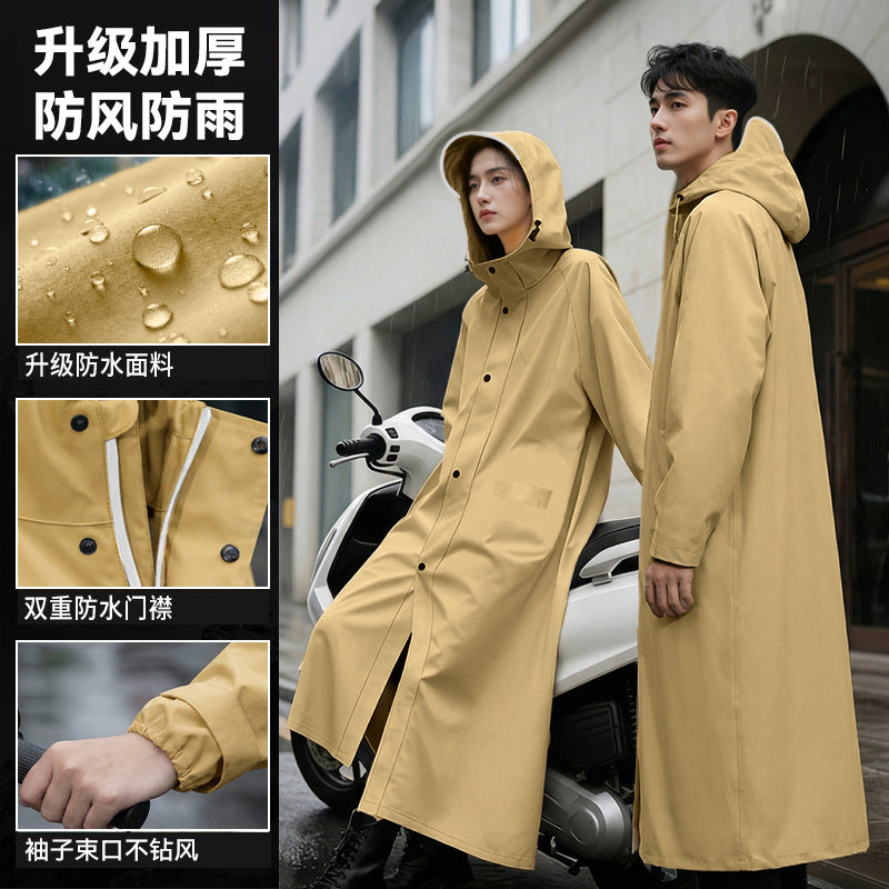 Men's long raincoat full body rain suit - waterproof rain gear for electric motorcycles, women's adult outerwear, one-piece rain poncho