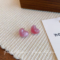 Japanese and korean fresh sweet jelly color stereo heart earrings women's fashion design elegantstylish cat's eye earrings