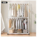 Double-layer clothes drying rack, floor-standing bedroom for home clothes hanger, vertical clothes drying rack, storage simple coat rack