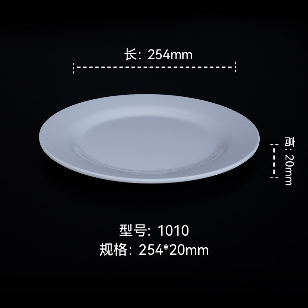 Melamine dinnerware white imitation porcelain premium round plate flat plate plastic dish commercial round plate customization