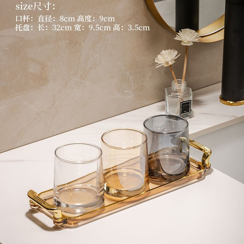 Glass mouthwash cup minimalist toothbrush cup couple's home toothbrushing cup set hotel guest room wash cup toothbrush cup