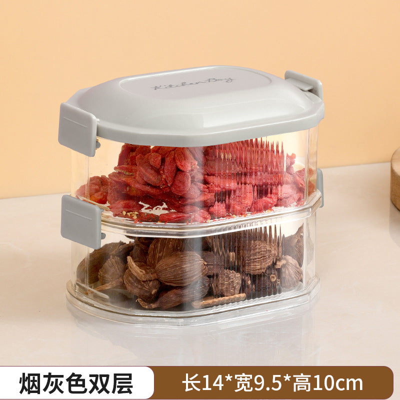 Kitchen spice organizer, stackable food storage containers for scallions, ginger, and garlic, food-grade spice dispenser