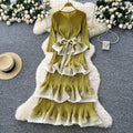 Miya pleated dress - women's  new arrival: high-end tie-waist gradient ruffle pleated maxi dress