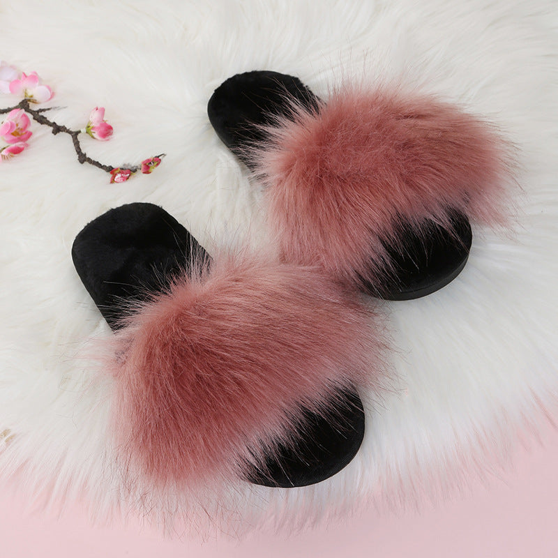 Genuine manufacturer, fluffy slippers for women, autumn and winter, cross-border amazon, large size, foreign trade, home indoor and outdoor long-haired cotton slippers