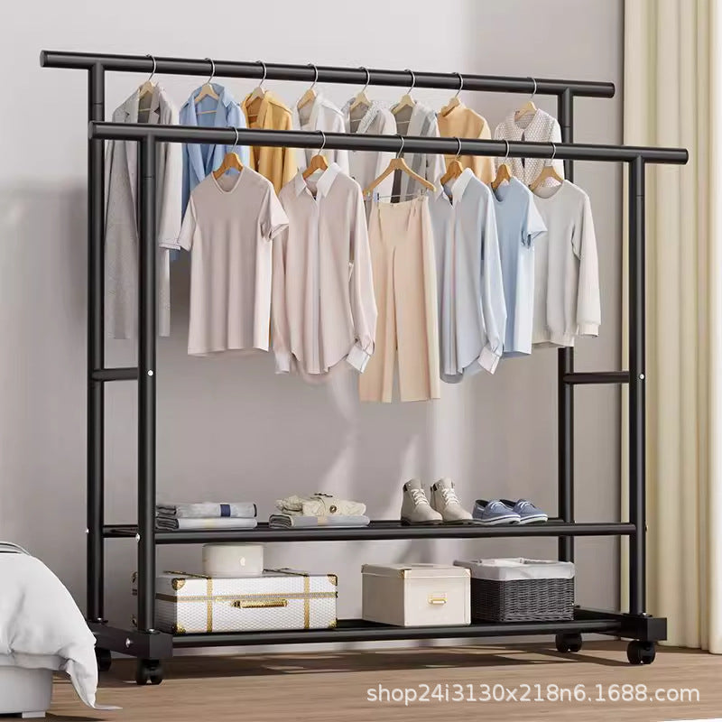 Simple clothes drying rack floor-standing clothes rack dormitory bedroom coat rack indoor balcony thickened rack for home