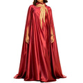 African new solid color cape sleeve banquet dress satin embroidered applique wedding robe gown bubudress