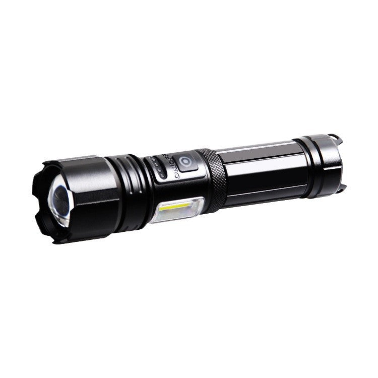 Cross-border new Type-c charging side light red and white power display white laser LED telescopic zoom output flashlight