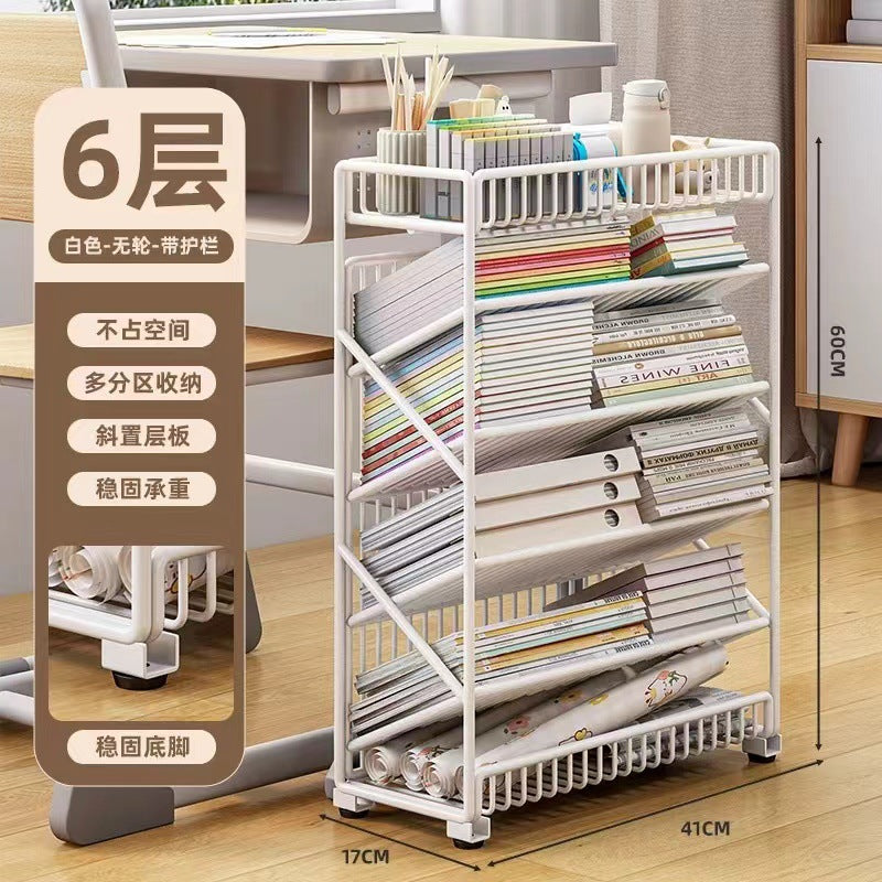 Classroom movable desktop bookshelf student textbook organizer floor storage rack children's home small bookshelf