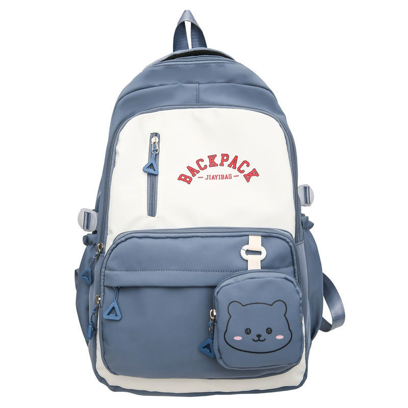 Small fresh student schoolbag, cute, fashionable and high-value backpack, large-capacity texture splicing contrasting color backpack.