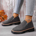 Amazon fashion cross-border plus size 35 to 43 fall and winter beautiful versatile thick heel suede side zipper fashion boots wholesale
