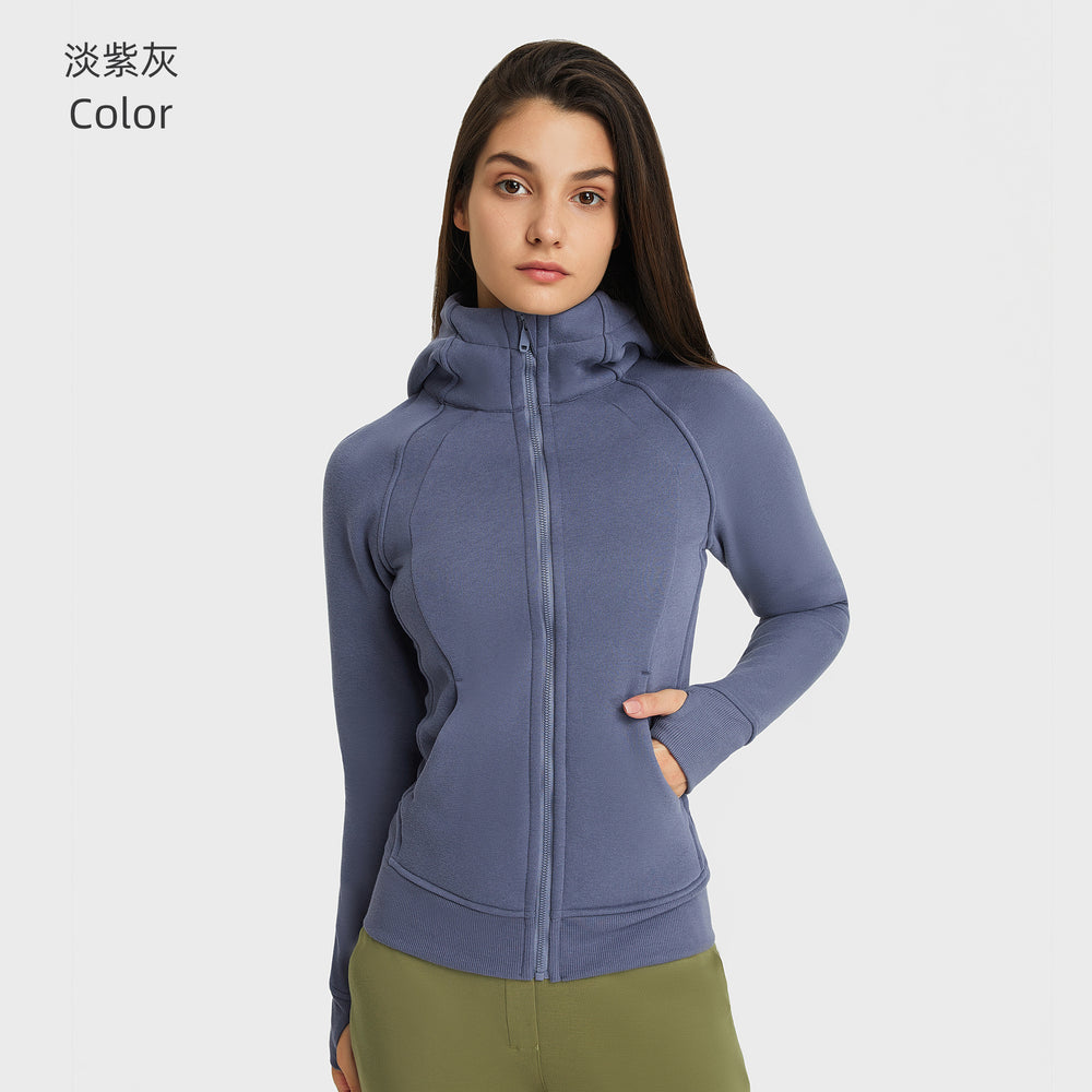 Sca new thickened warm hooded jacket women's outdoor fitness sweatshirt yoga jacket sports top dj028