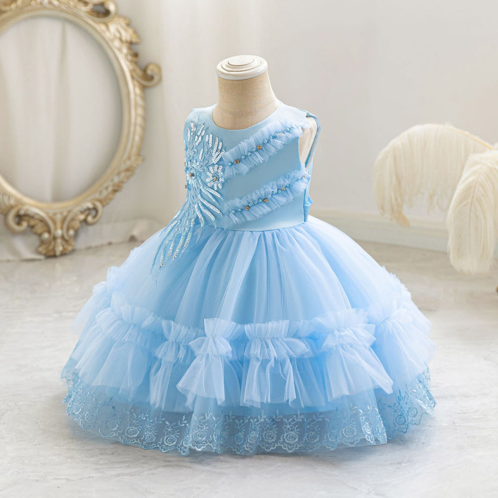 Ready-to-ship new children's formal dress - tulle cake sequin princess dress for baby girls' first birthday - girl dress