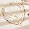 Wholesale beach necklace - european & american style - cross-border e-commerce - beach vacation - starfish, shell, pearl choker - layered beaded clavicle chain for women