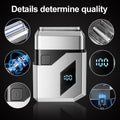 men's electric shaver - digital display, mini reciprocating, magnetic attachment, triple blade head, portable razor