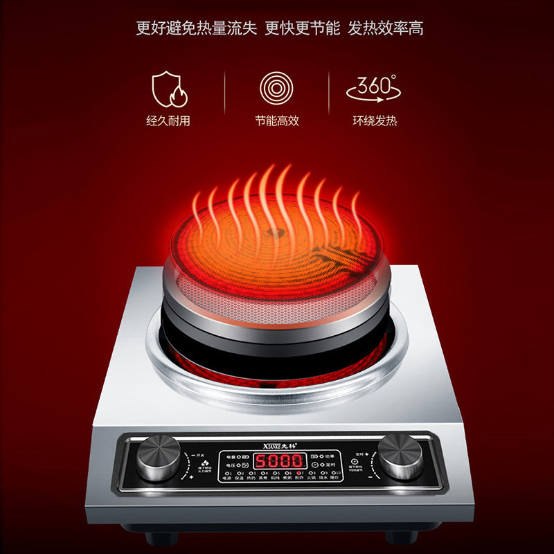 Concave electric ceramic stove for home, non-selective pot, fierce fire, all-in-one commercial cooking, high-power complete set of pots, multi-functional cross-border