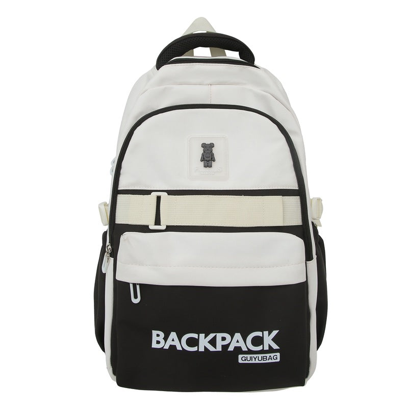 New junior high school schoolbag, college student strong wear-resistant simple backpack, fashion trend, middle school student waterproof backpack