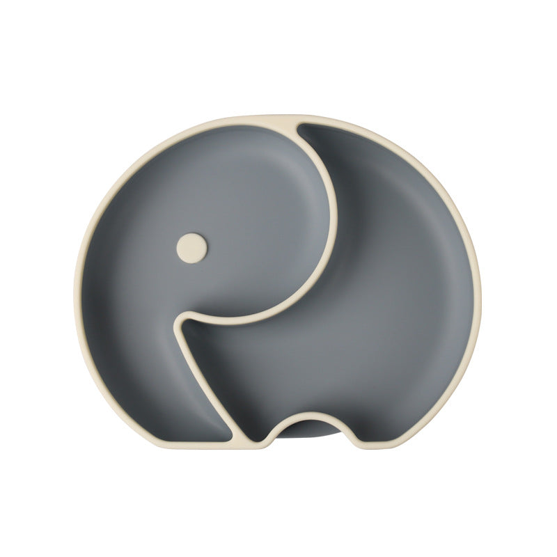 Cross-border baby silicone grid plate two-color plate with lid children's gift silicon feeding tableware set