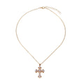 retro pearl cross pendant necklace for women - fresh, sweet, and ins-inspired, niche design, elegant clavicle chain