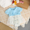 Baby girl summer floral patchwork romper with straps - sweet princess style infant outfit