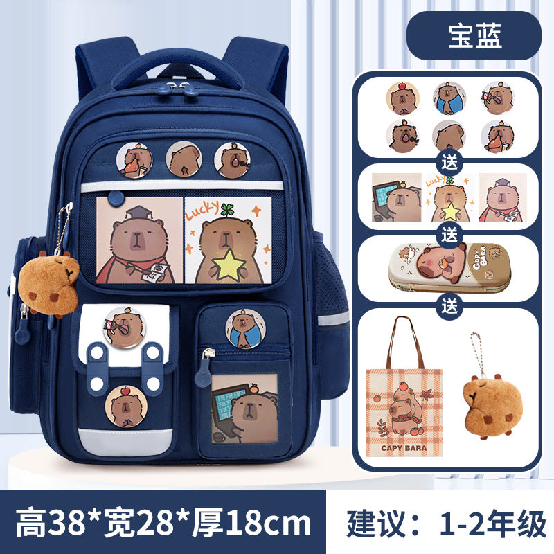Kapibara new primary school bag, men's and women's 1-3-6 grades, light spine protection, large-capacity children's backpack