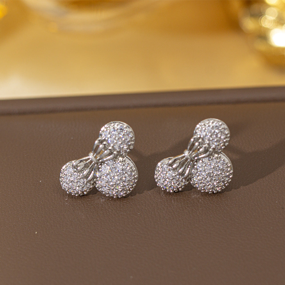 fashion elegant four-leaf clover earrings personalized zircon flower classy earrings niche styleaccessible luxurynew arrival earrings