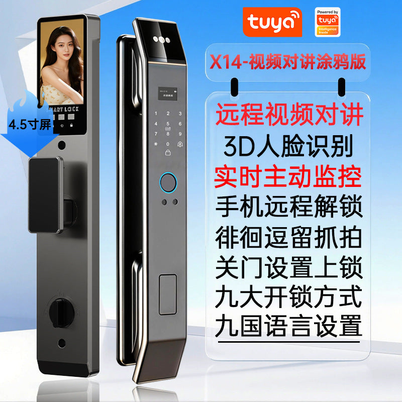 Face recognition fingerprint lock anti-theft door entrance door password lock smart lock remote electronic lock smart door lock factory